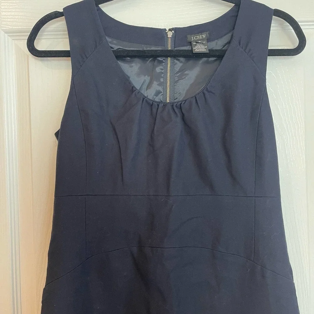 J Crew Women's Navy Blue Allura Shift Career Dress in Superfine Cotton Size 2 - Picture 6 of 13